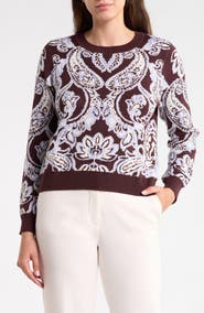 Adrianna Papell Floral Jacquard Sweater