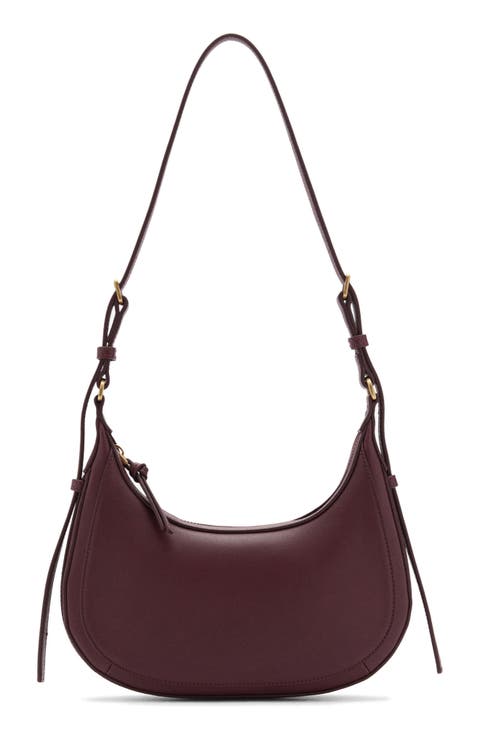 Oval Faux Leather Shoulder Bag