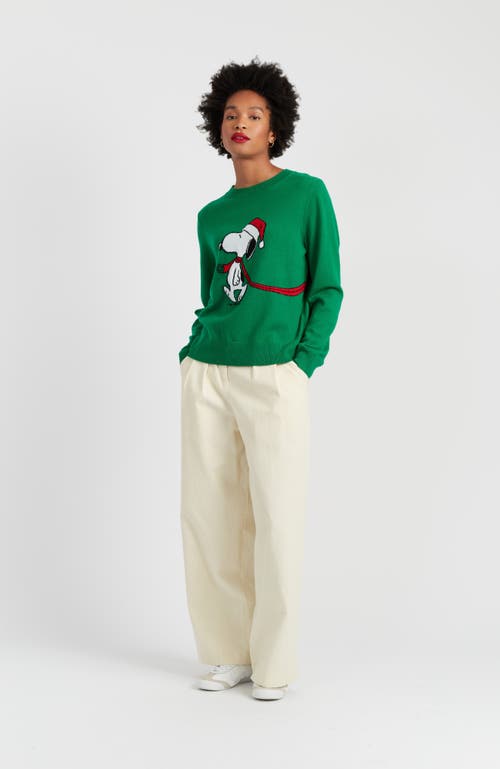 Chinti & Parker Wool-cashmere Holiday Snoopy Sweater In Green