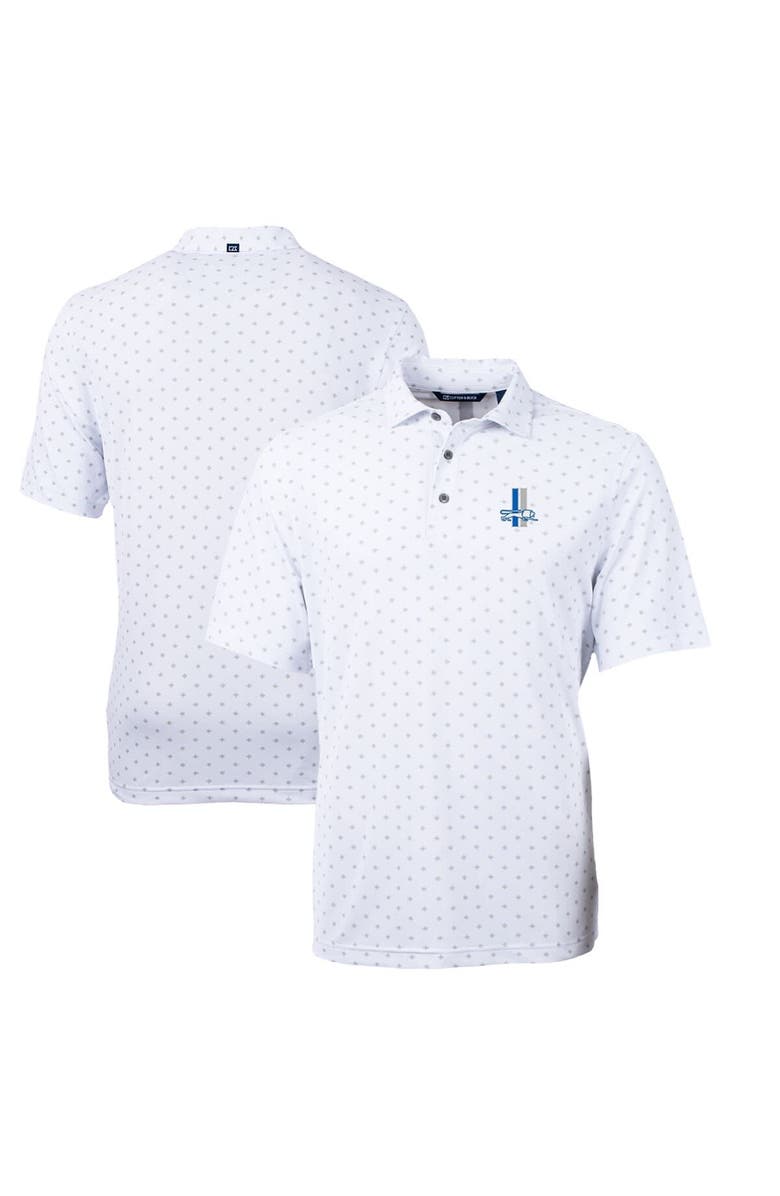 Cutter & Buck Men's Cutter & Buck White Detroit Lions Throwback Logo Virtue Eco Pique Tile Recycled Polo, Alternate, color, White