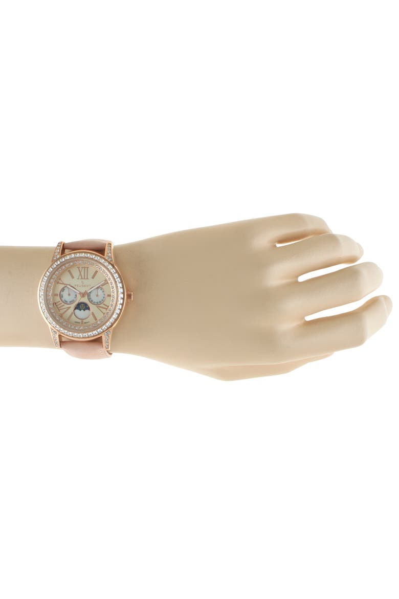 Sun Moon Multi Function Suede Watch - 40MM, Alternate, color, Pink