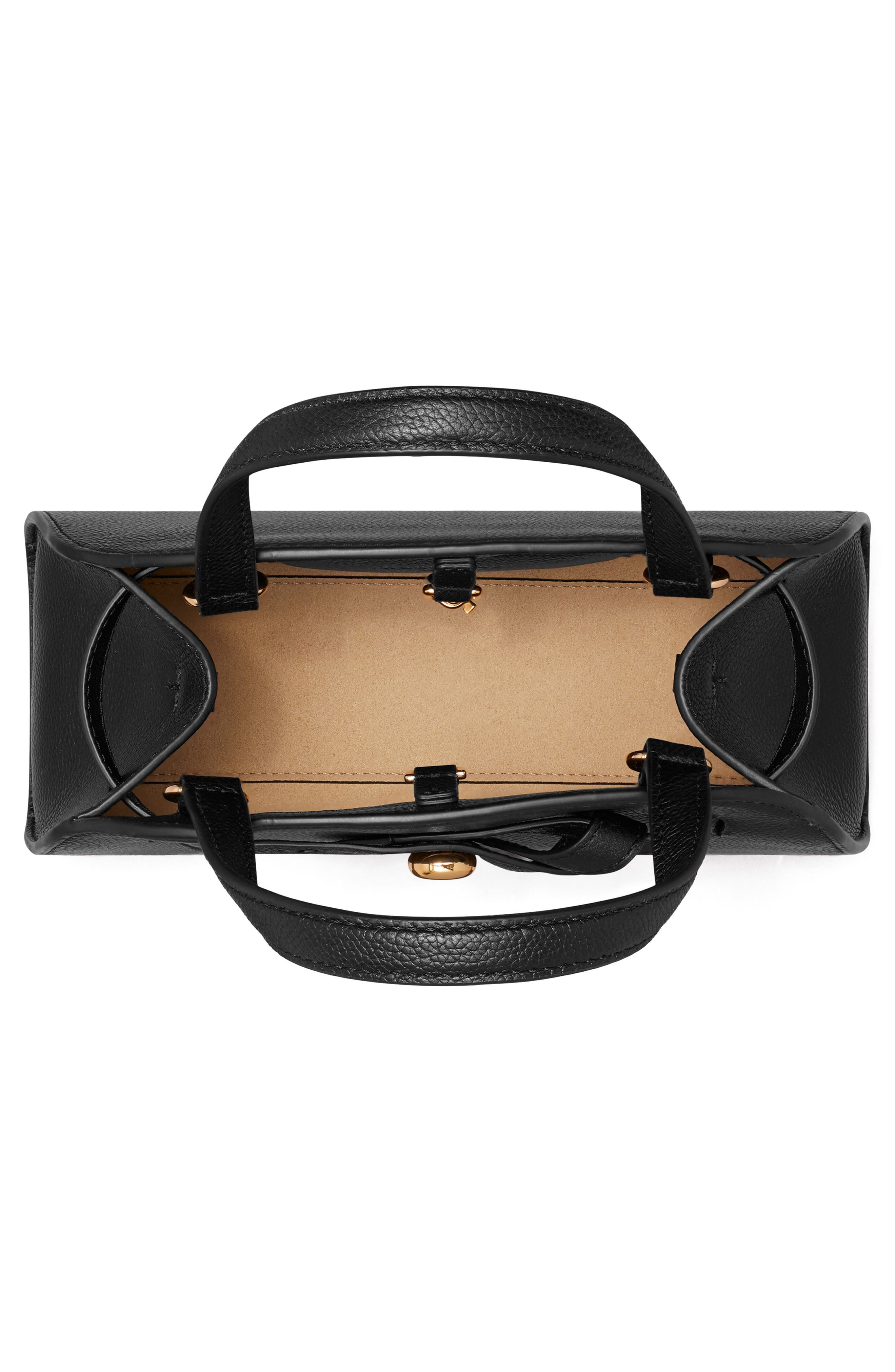 Romy Small Bauletto Leather Handbag, Alternate, color, BLACK