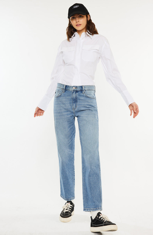 Kancan Gabby High Rise Slouch Fit Jeans In Medium Wash