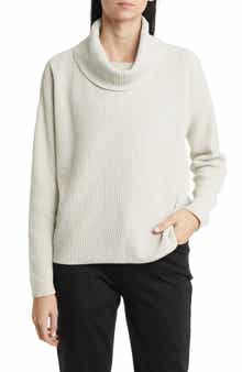 Eileen Fisher Ribbed Organic Cotton Chenille Turtleneck Sweater