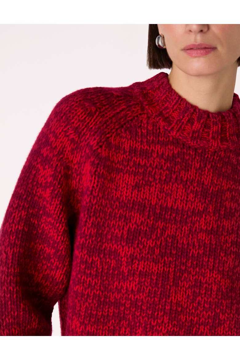 Chunky Wool Fleck Knit Sweater, Alternate, color, Red/Multi
