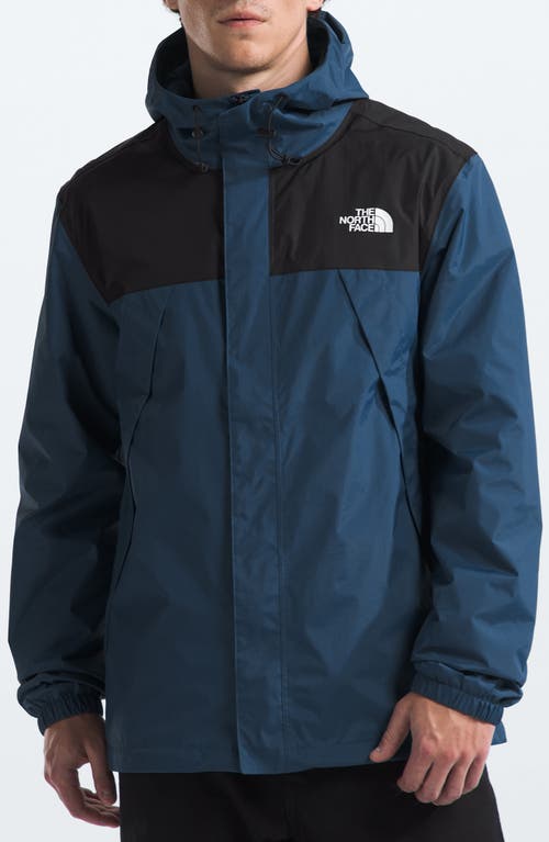 The North Face Mountain Blue Jacket With Drawstring Hood And Hem And Front And Rear Logo Detail In Tech Fabric Man In Shady Blue/black