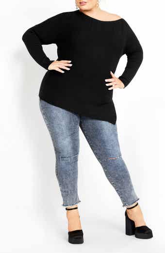 Lean In One-Shoulder Rib Sweater