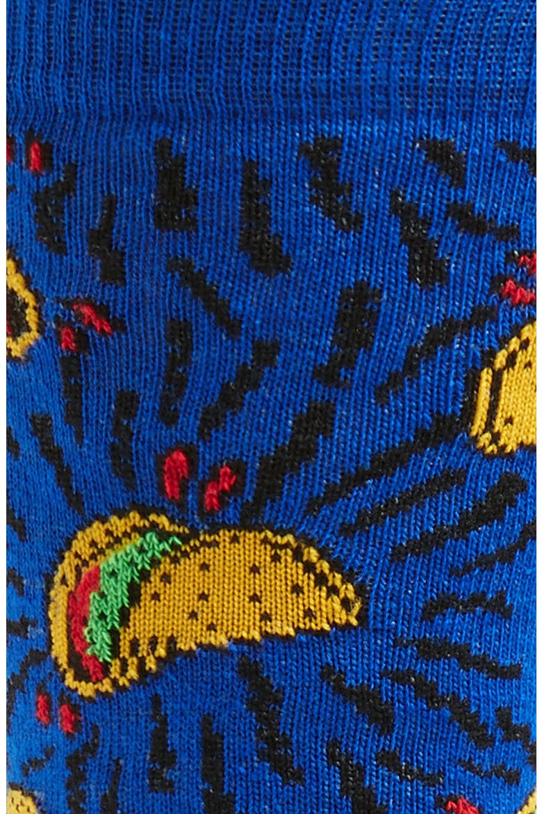 Blue Taco Pattern Socks, Alternate, color, BLUE MULTI
