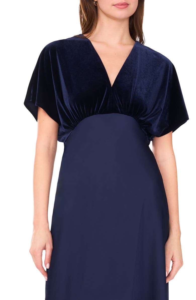 CeCe Dolman Sleeve Velvet & Satin Dress, Alternate, color, Classic Navy 407