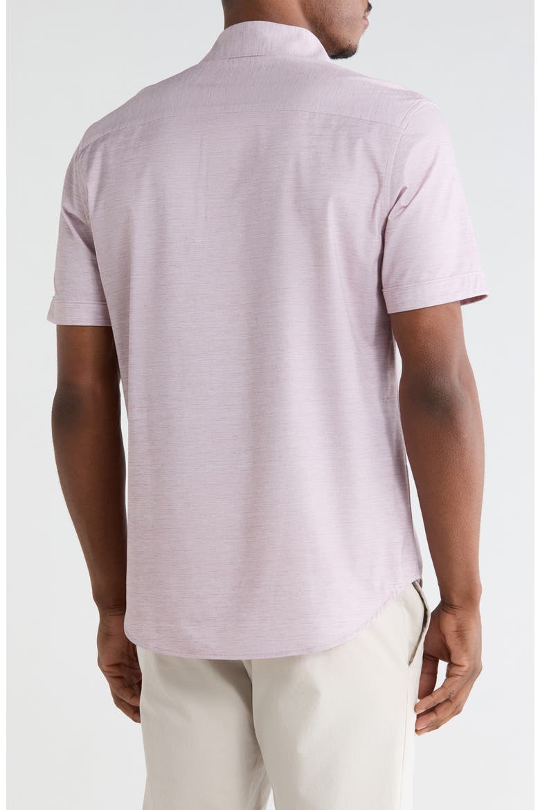 Miles OoohCotton® Space Dye Short Sleeve Button-Up Shirt, Alternate, color, WOOD ROSE