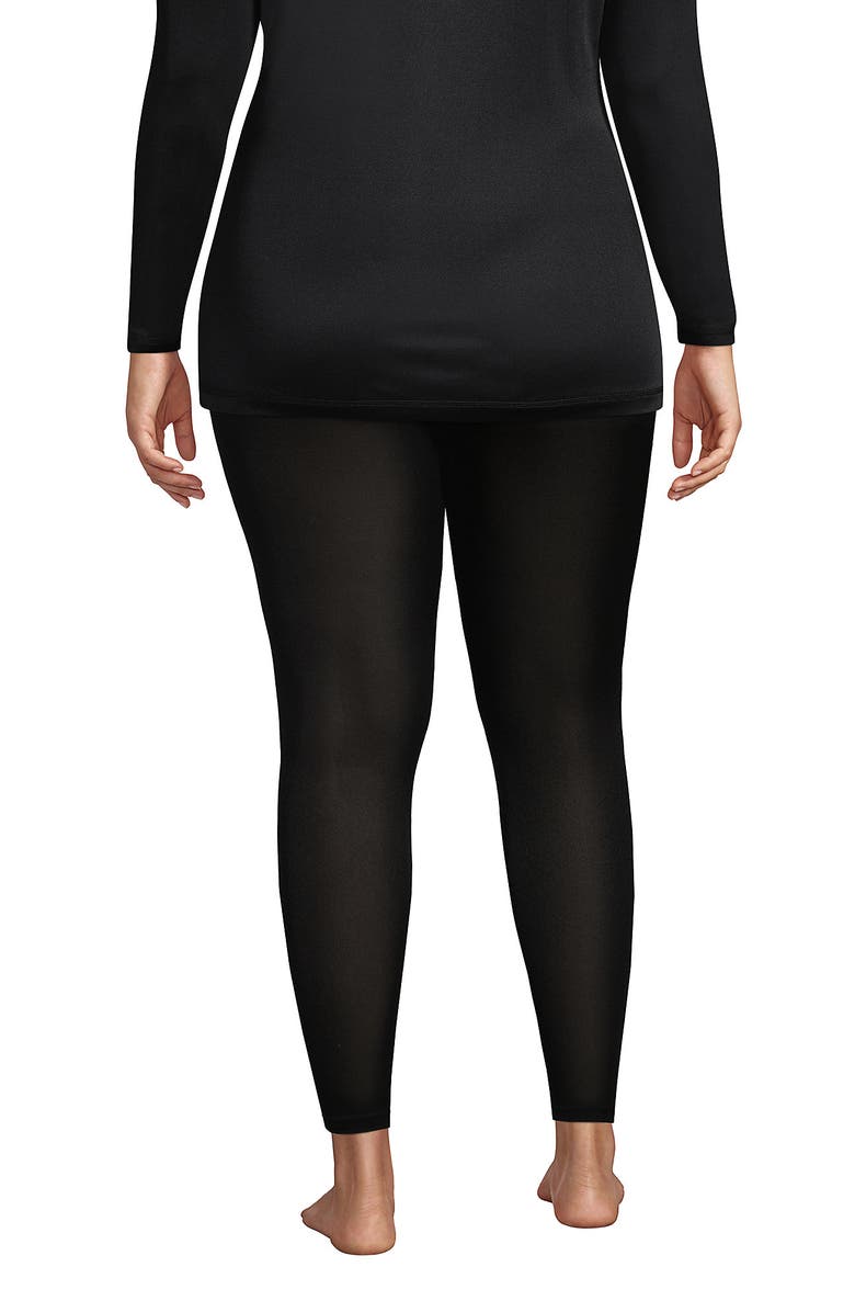 Lands' End Silk Interlock Long Underwear Leggings Pants, Alternate, color, Black