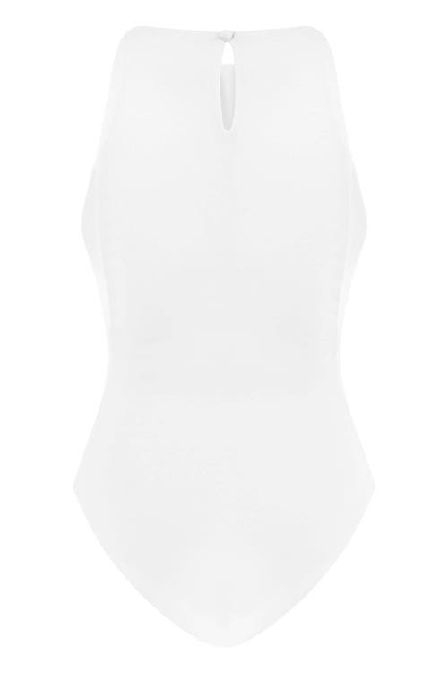 Jendue Us Pera Bodysuit Denim Jumpsuit In White
