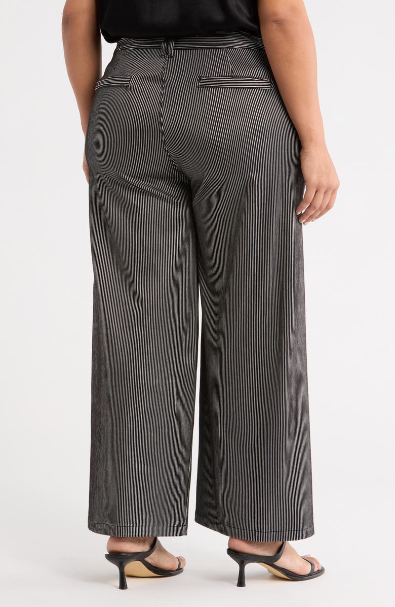 Lysse Darlene Stripe High Waist Wide Leg Pants, Alternate, color, Black Sheen Line