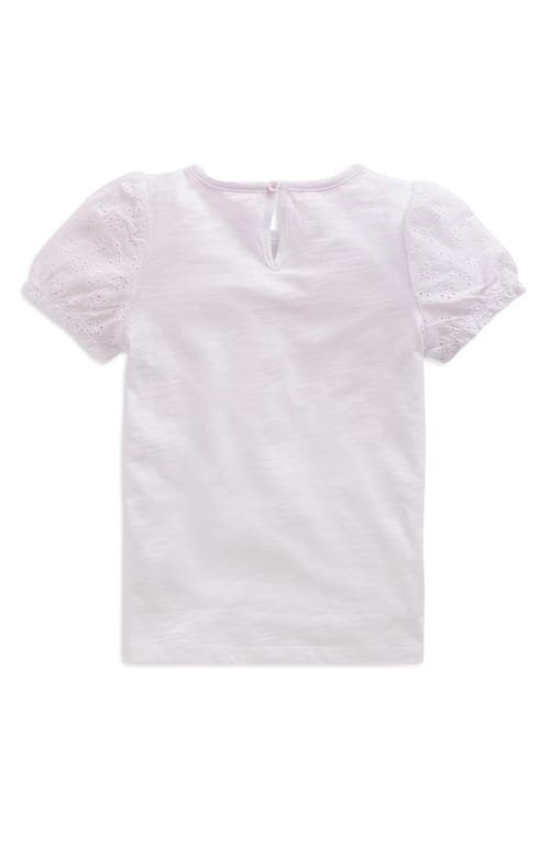 Mini Boden Kids' Embroidered Eyelet Accent Cotton Top In White