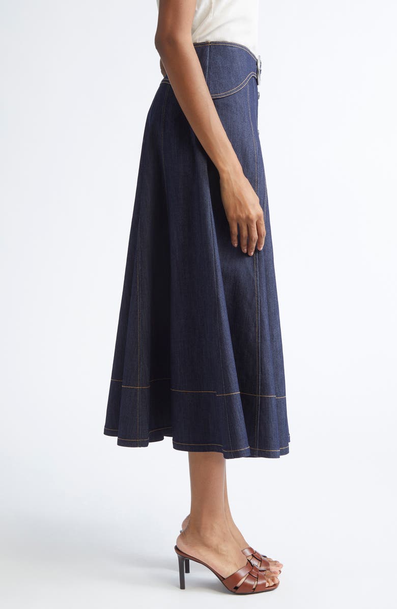 Cinq à Sept Briony Topstitch Detail Denim Skirt, Alternate, color, Indigo