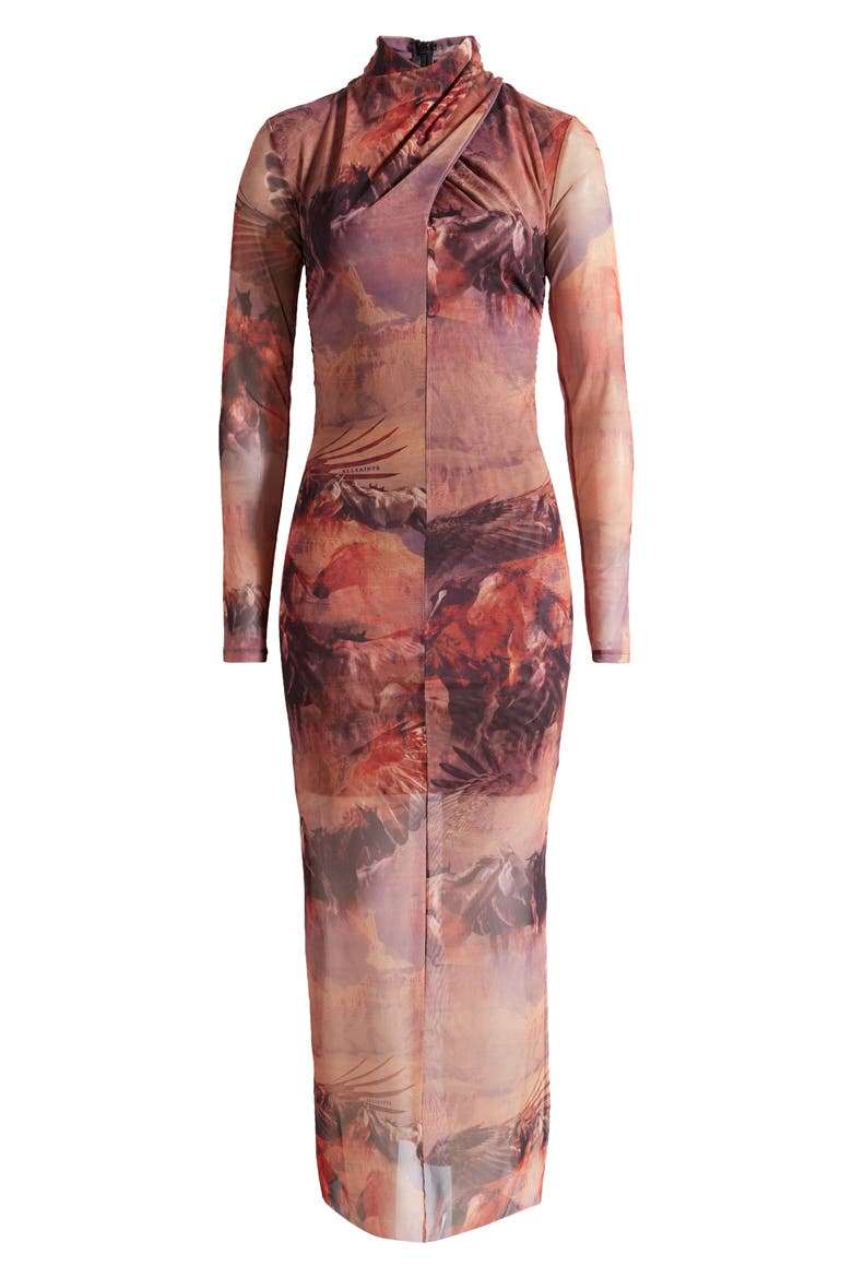 Tia Colca Long Sleeve Midi Dress, Alternate, color, CANYON PURPLE