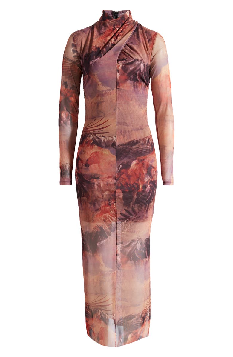 AllSaints Tia Colca Long Sleeve Midi Dress, Alternate, color,