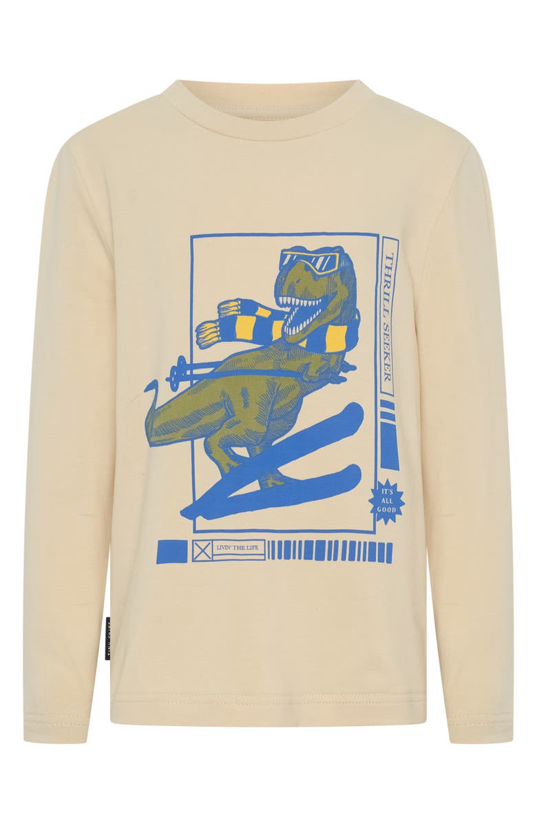 TINY TRIBE Kids' Skating Dino Long Sleeve Graphic T-Shirt, Main, color,