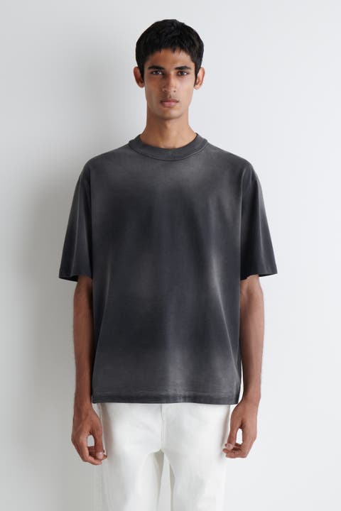 Oversized Washed-Jersey Mock-Neck T-Shirt