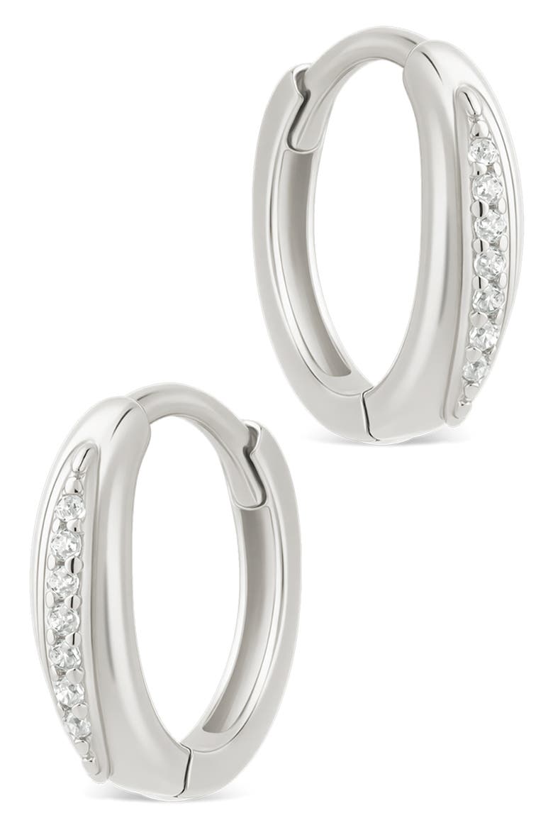 Denise Cubic Zirconia Pavé Huggie Hoop Earrings, Alternate, color, SILVER