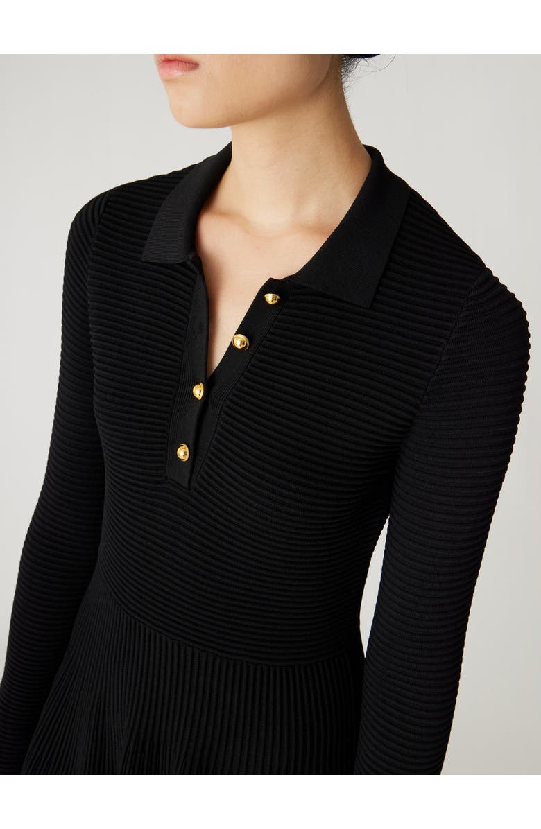 Rebecca Taylor Ottoman Knit Ls Dress, Alternate, color, Black