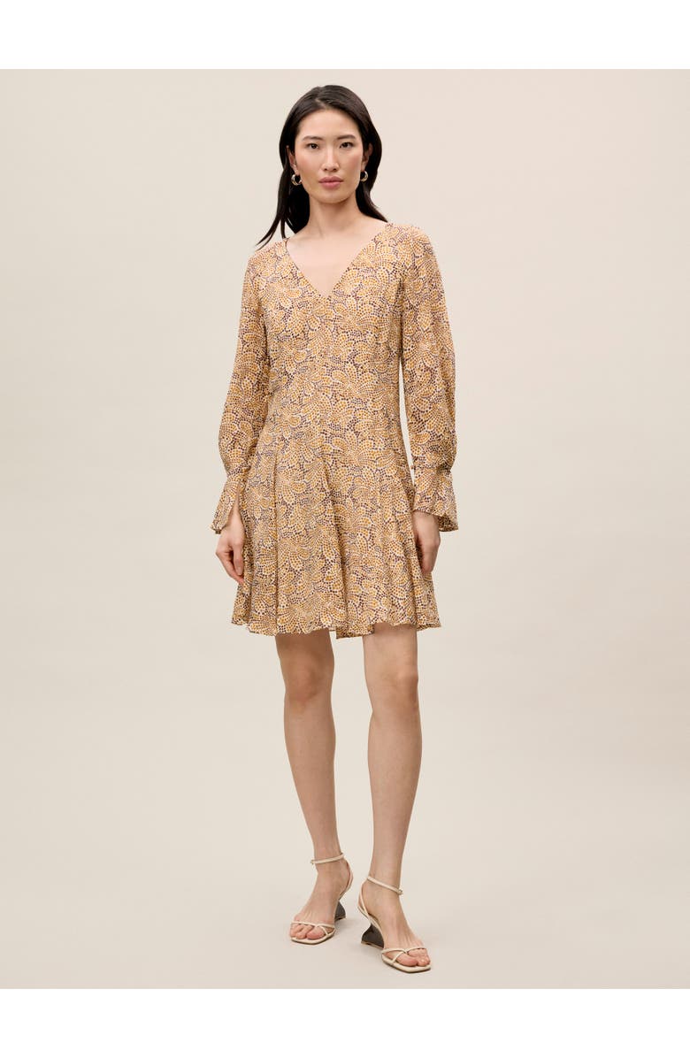 Rebecca Taylor Silk Burnout Check Godet Dress, Main, color, Speckled Fleur