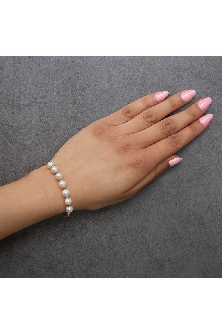 18K Yellow Gold Freshwater Pearl Cuff Bangle Bracelet, Alternate, color, Yellow Gold