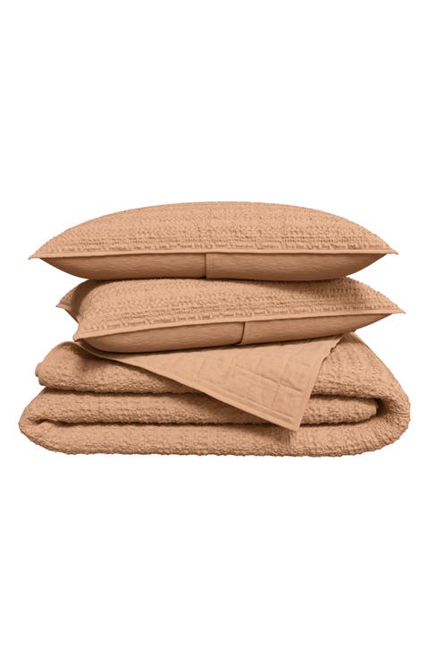 Reversible Honeycomb Waffle Cotton Quilt & Sham Set