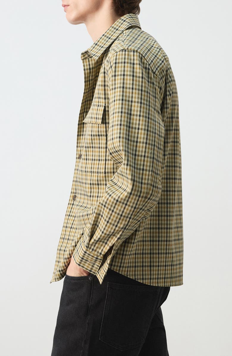 MANGO Plaid Print Shirt Jacket, Alternate, color, Olive Green