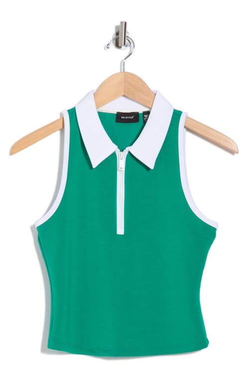 Rdi Sleeveless Half Zip Top In Green