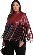 ELOQUII Faux Leather Fringe Cape