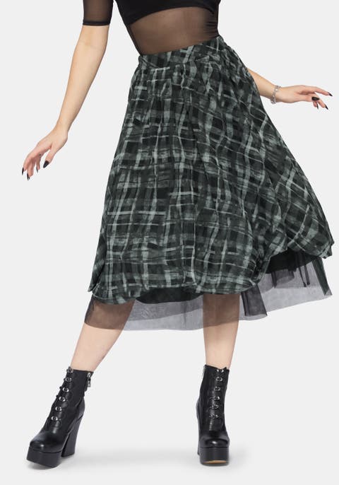 Rhoswen Layered Check Hitched Skirt