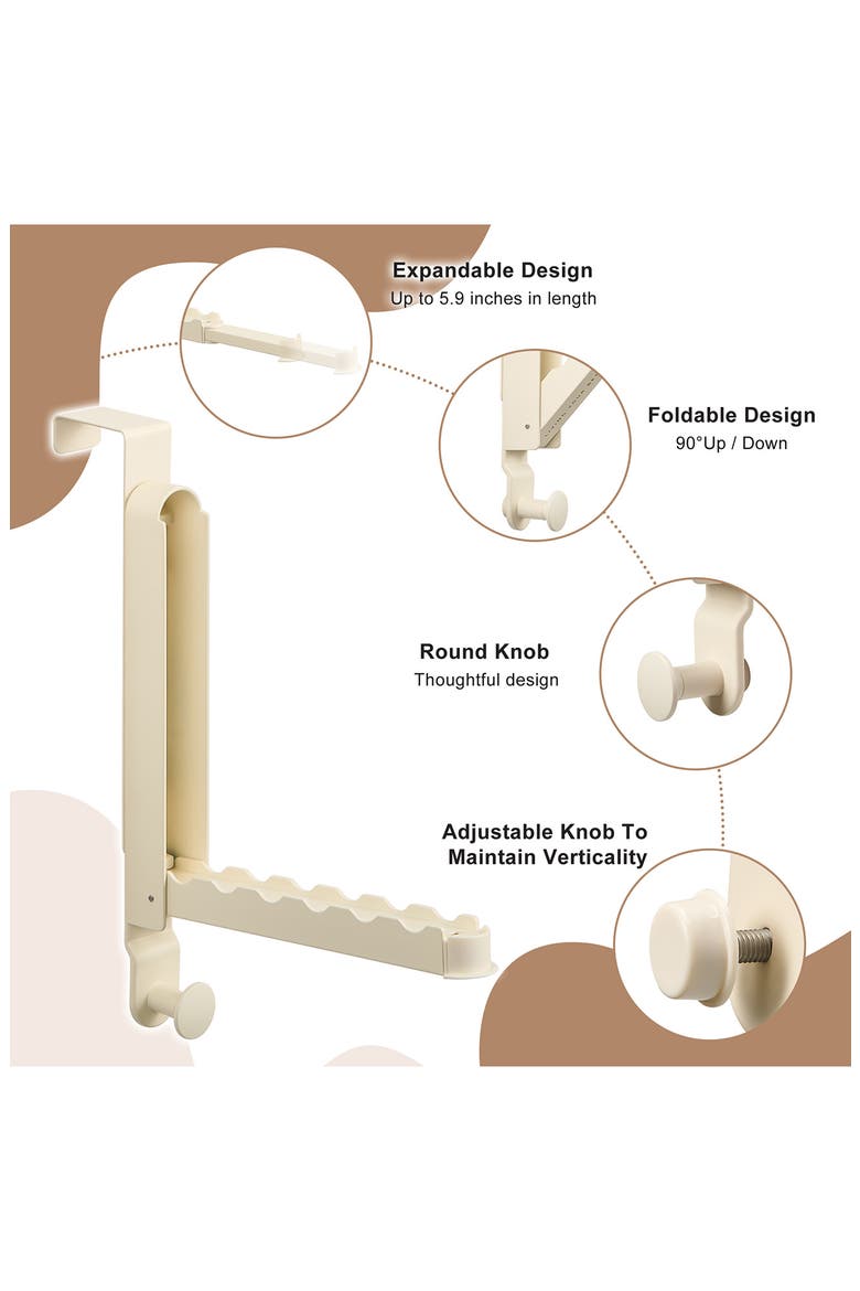Set of 2 Foldable Over the Door Hanger Racks, Alternate, color, WHITE