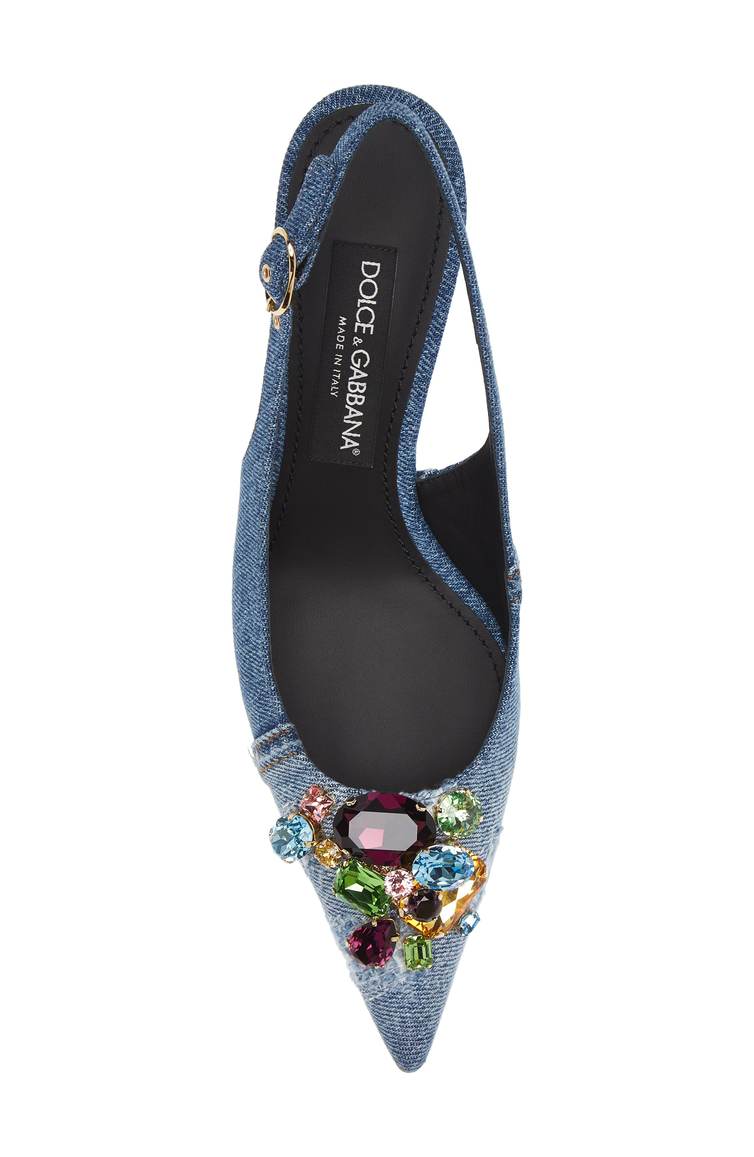Dolce&Gabbana Patchwork Denim Embellished Slingback Pump, Alternate, color, 
