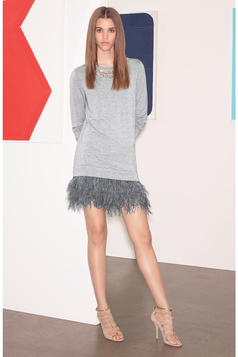 French Terry Sweatshirt Dress, Alternate, color, LIGHT HEATHER GREY