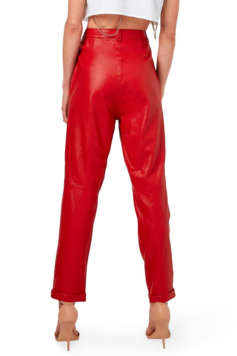 Denise Recycled Leather Trousers, Alternate, color, COCO RED