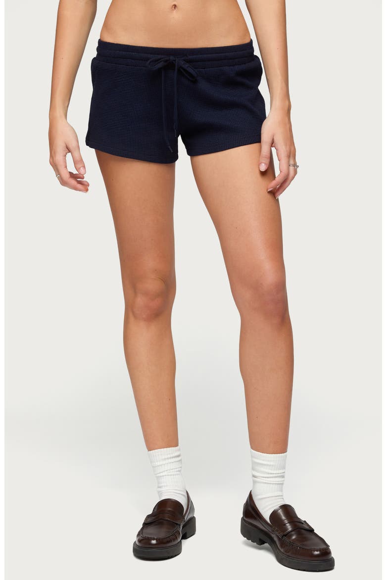 Baila Waffle Knit Drawstring Shorts, Main, color, NAVY