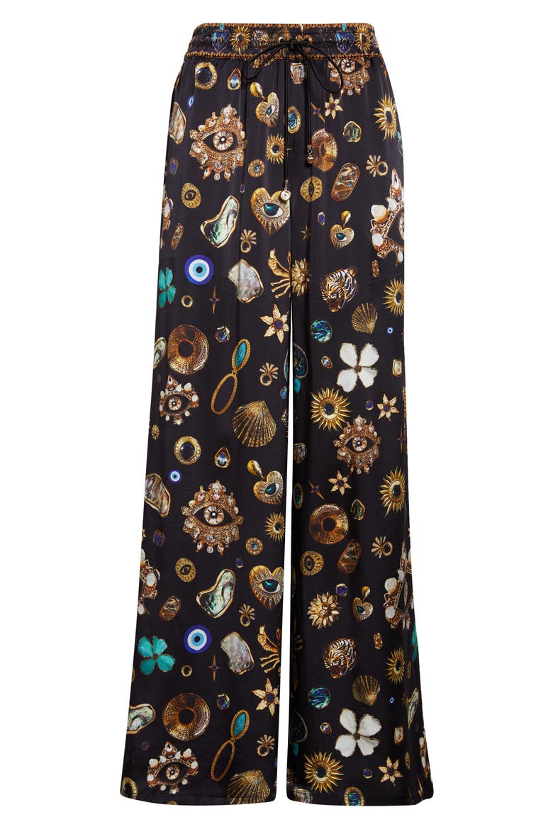Amulets & Alchemy Print Wide Leg Silk Satin Pants, Alternate, color, AMULETS AND ALCHEMY