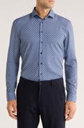 SOUL OF LONDON Geometric Stretch Button-Up Shirt