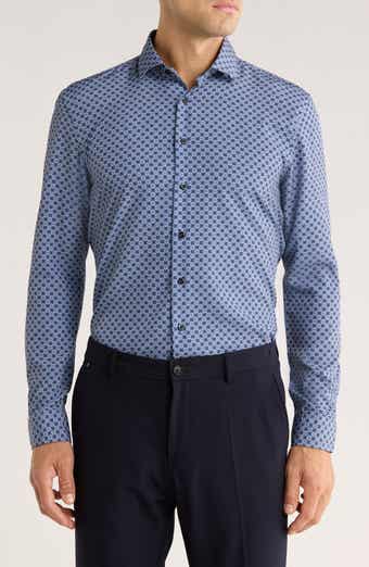 SOUL OF LONDON Geometric Stretch Button-Up Shirt