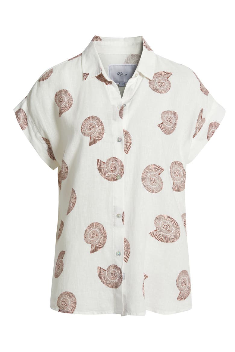 Farrah Linen Blend Short Sleeve Button-Up Shirt, Alternate, color, SPIRAL SHELLS