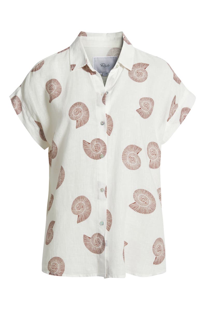 Rails Farrah Linen Blend Short Sleeve Button-Up Shirt, Alternate, color, Spiral Shells