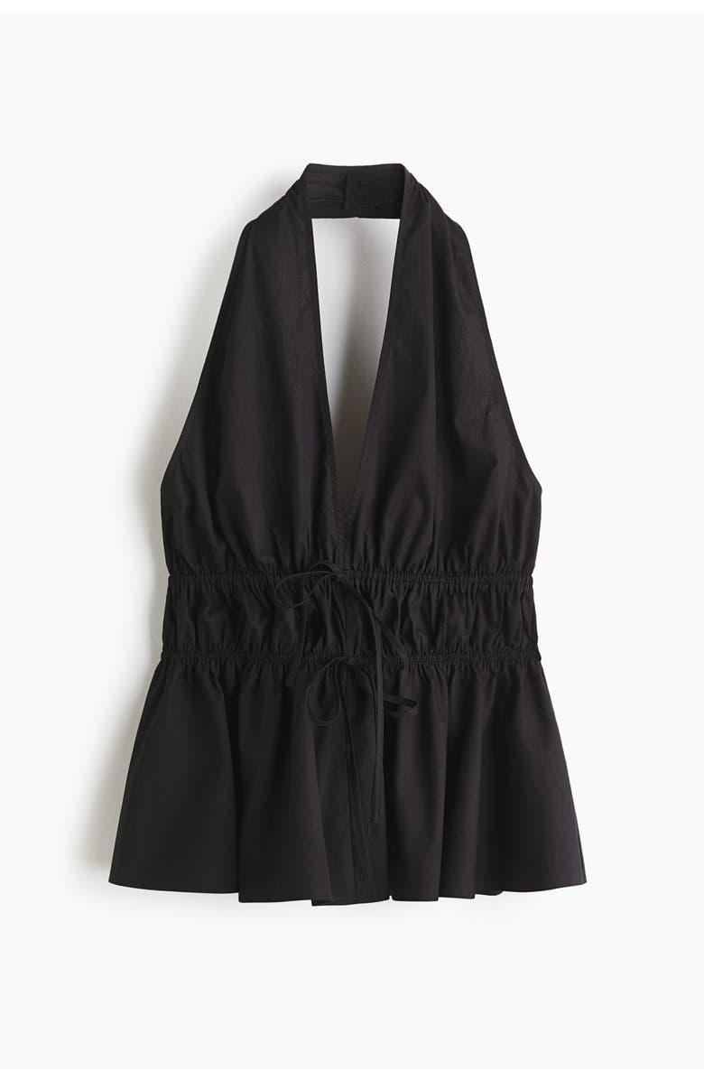 H&M Peplum Halterneck Top, Main, color, Black