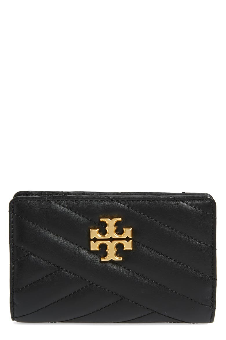 Medium Kira Quilted Leather Wallet, Main, color, BLACK