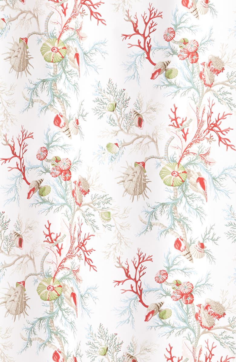 Matouk Del Tesoro Shower Curtain, Alternate, color, Coral