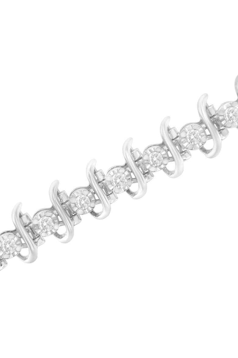 .925 Sterling Silver 1 cttw Prong-Set Diamond Link Bracelet (I-J, I1-I2) - 7.25", Alternate, color, White