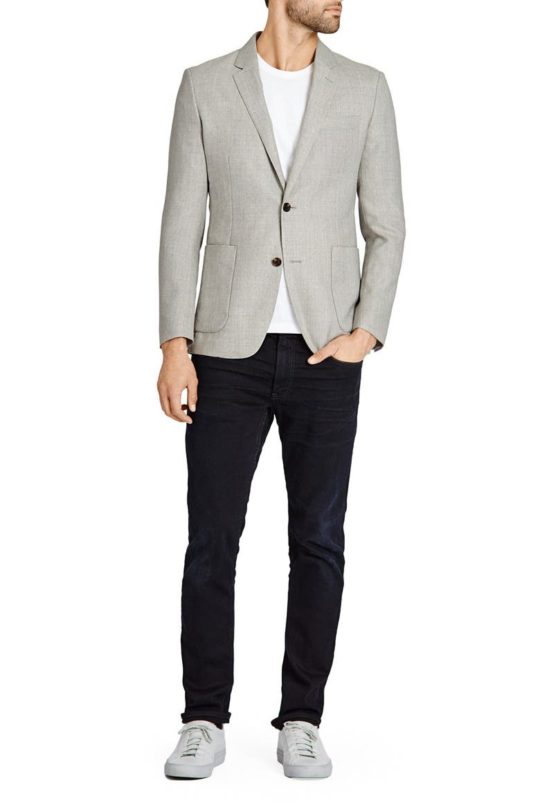 Trim Fit Wool Blazer, Alternate, color, GREY