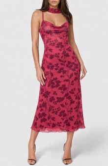 Mesh Cowl Maxi Dress