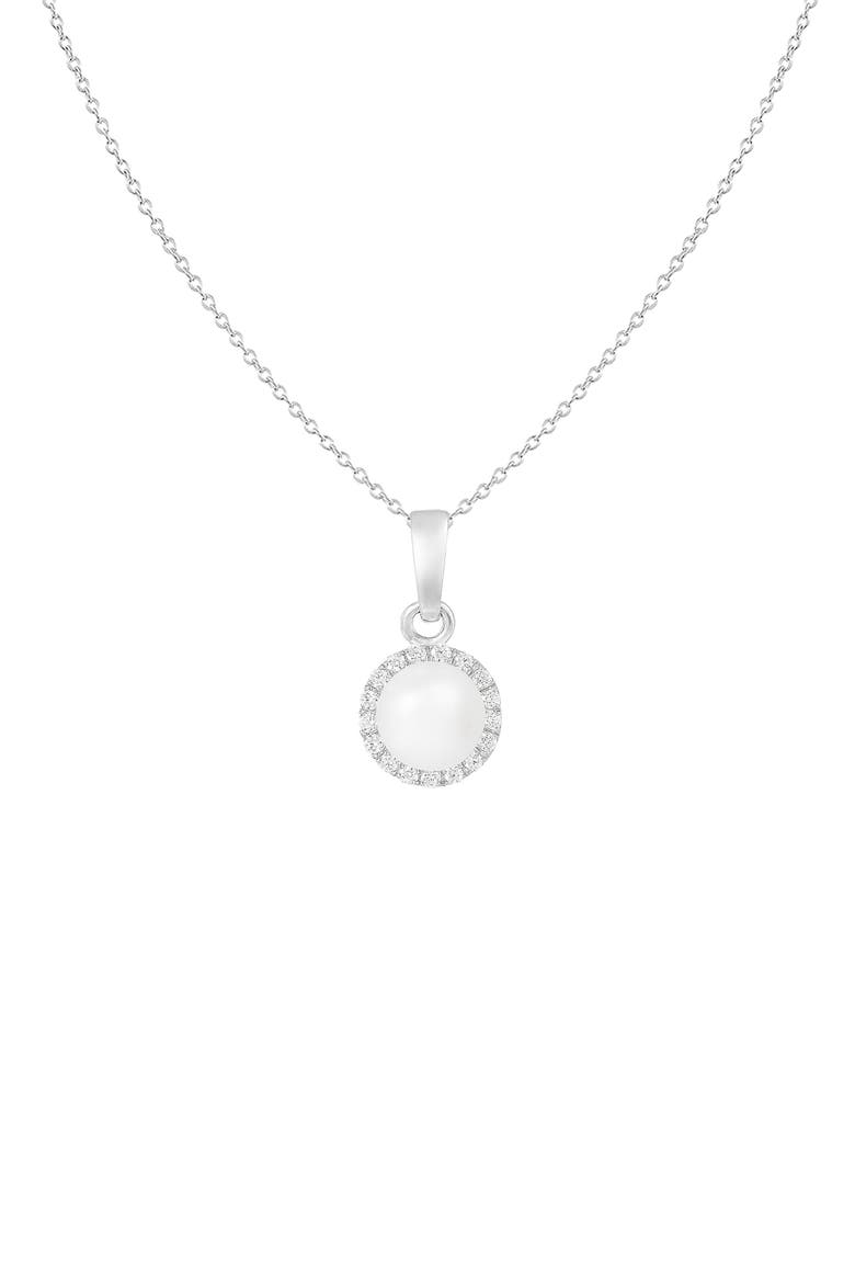 Halo Freshwater Pearl Pendant Necklace & Stud Earrings Set, Alternate, color, WHITE
