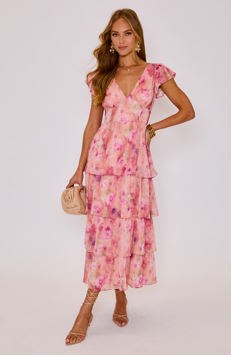 VICI Collection Andie Floral Print Tiered Ruffle Maxi Dress, Alternate, color, Mauve Floral